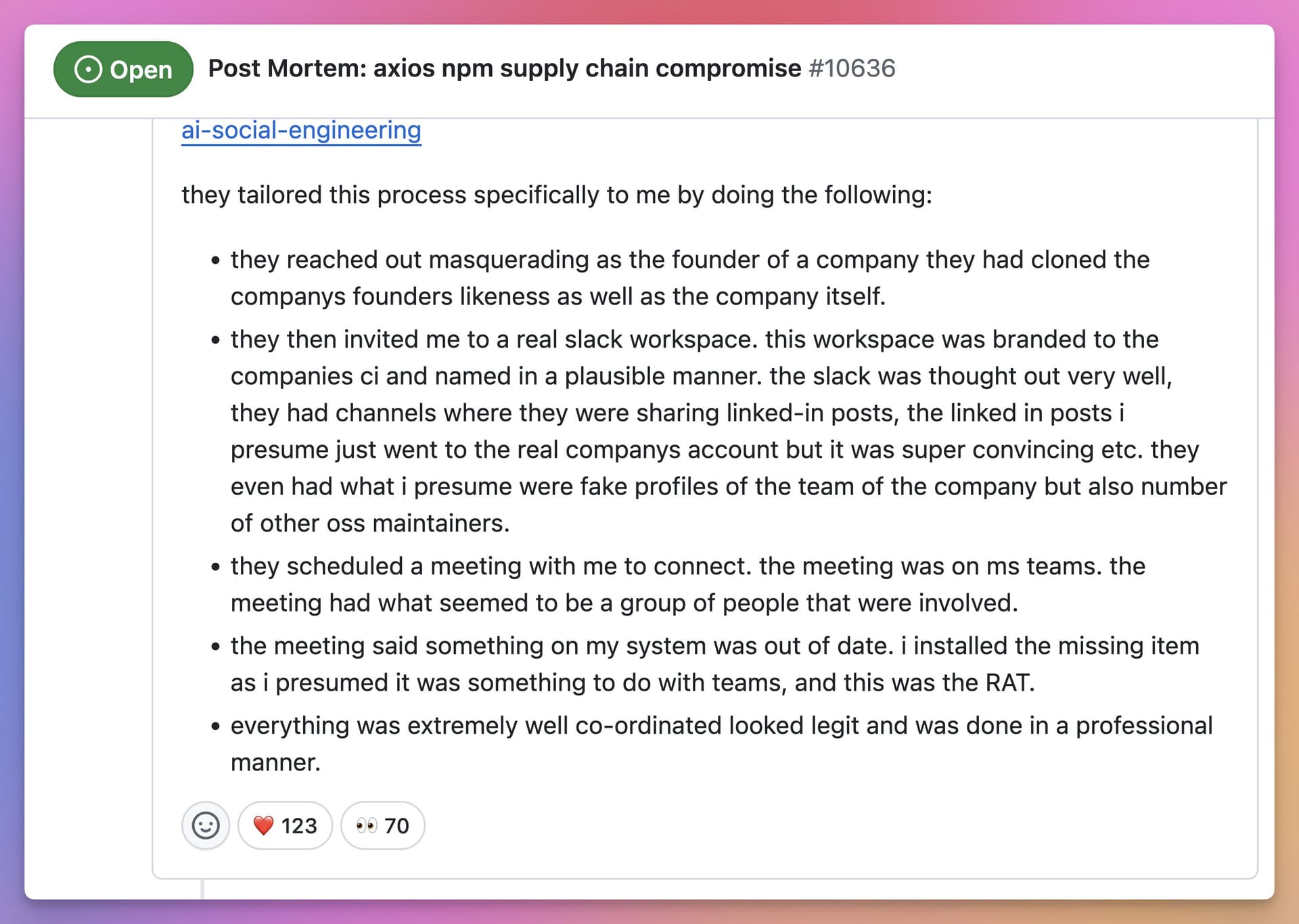They Didn't Hack Axios. They Hacked the Axios Maintainer.